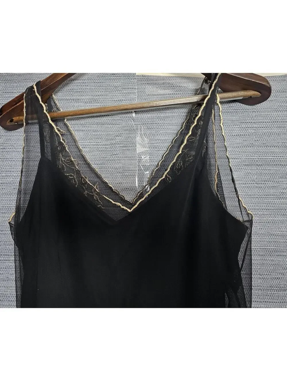 Newport News Dress Black Womens 12 Sheer Floral Embroidery - Picture 2 of 8